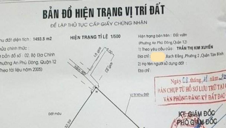 Bán đất An Phú Đông 25 Phường An Phú Đông Quận 12, 1494 m2, giá chỉ 3x tỷ